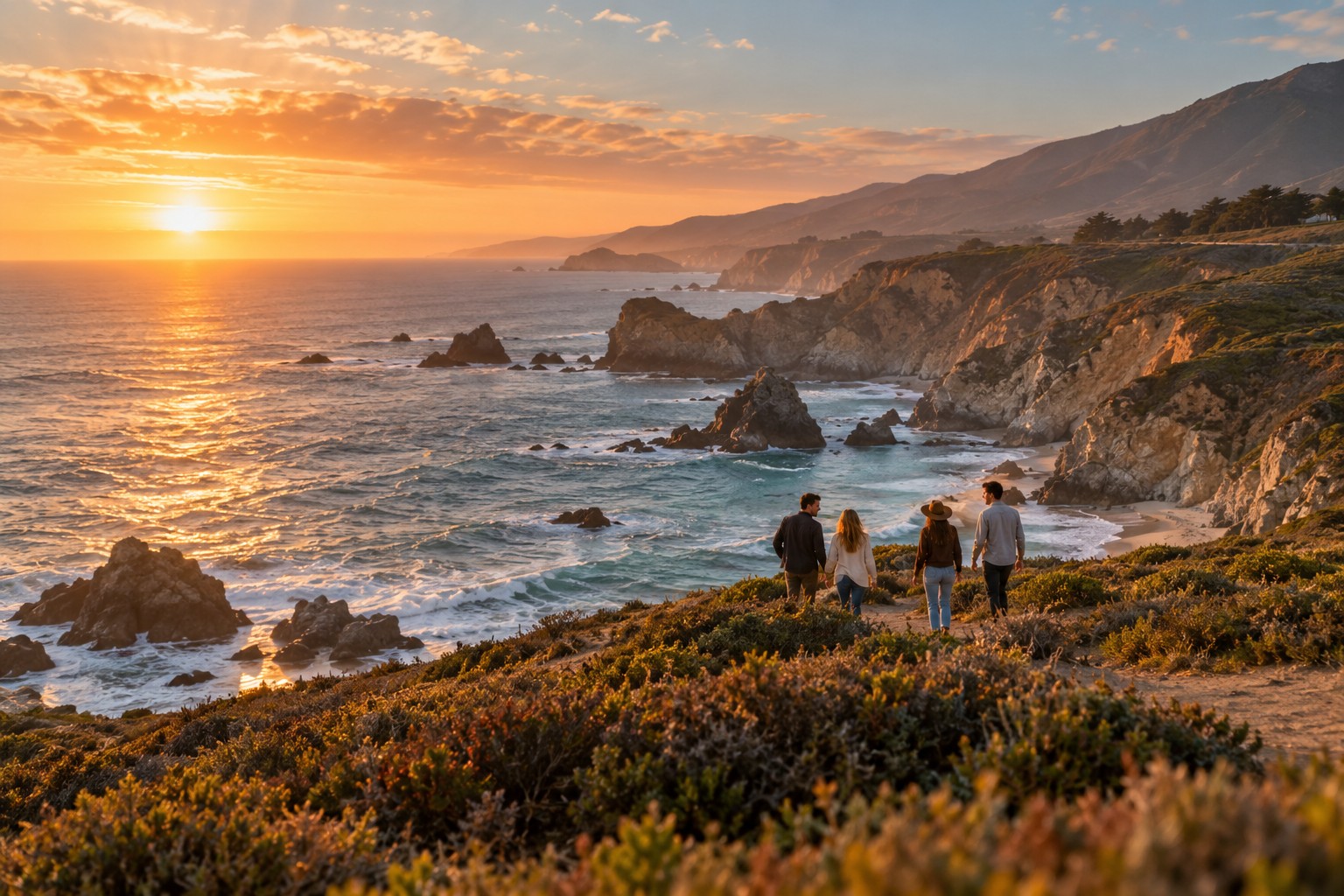 Golden-hour light over the California coastline
